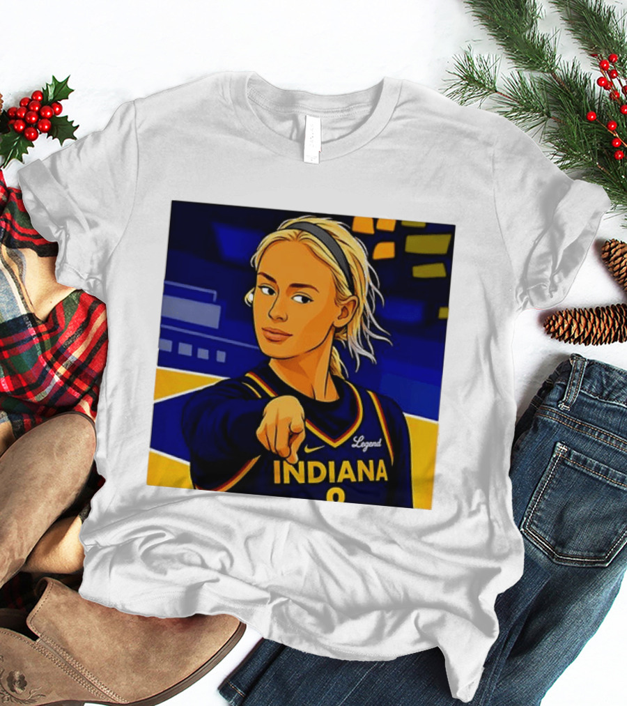 Indiana Basketball Legend Blonde Pointing Cartoon T-Shirt