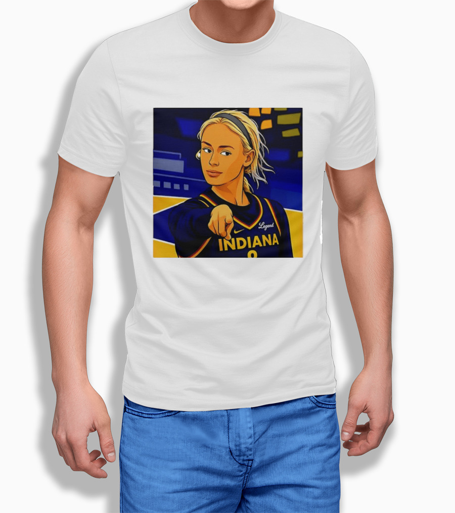 Indiana Basketball Legend Blonde Pointing Cartoon T-Shirt
