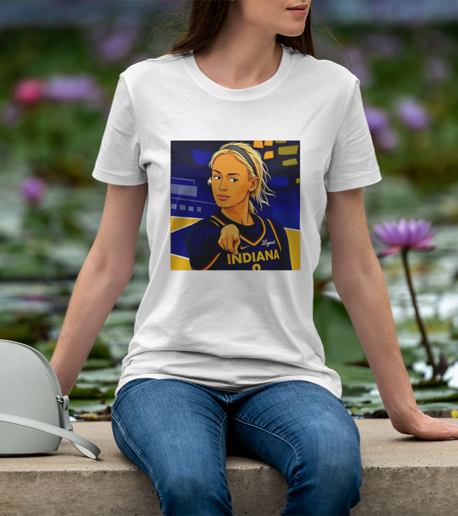 Indiana Basketball Legend Blonde Pointing Cartoon T-Shirt