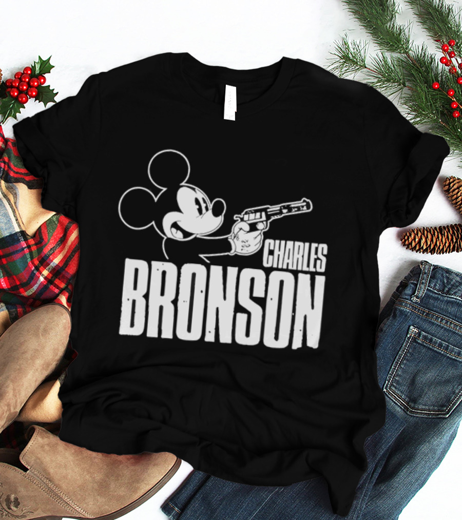 Charles Bronson Mickey Mouse Holding Gun T-Shirt
