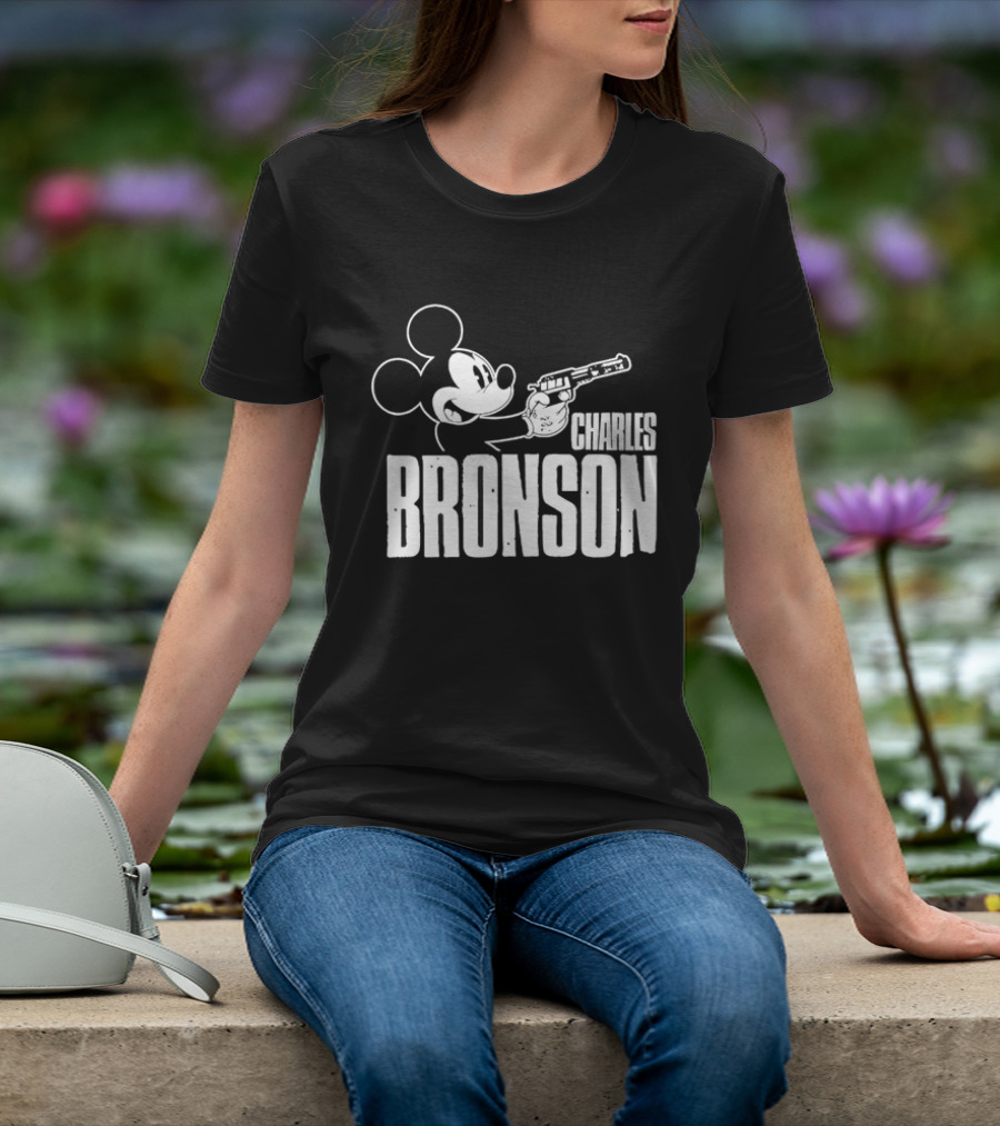 Charles Bronson Mickey Mouse Holding Gun T-Shirt