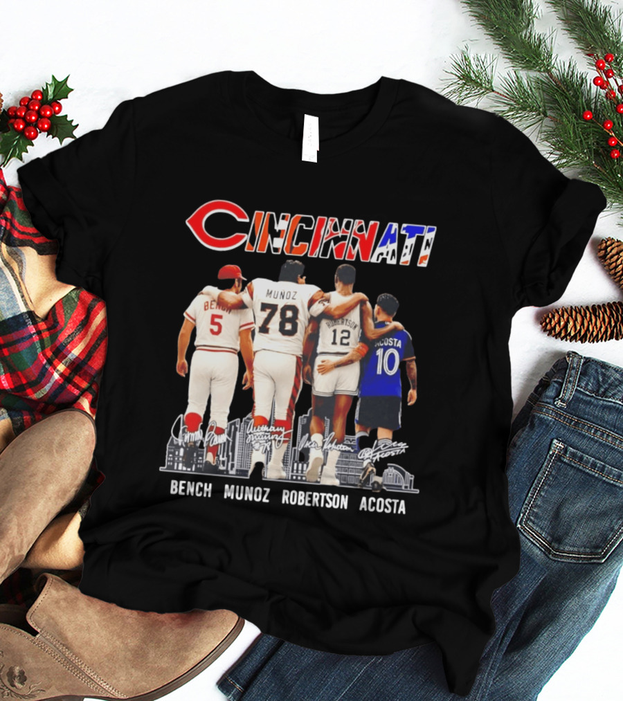 Cincinnati Icons Bench Munoz Robertson Acosta Sports Legends T-Shirt