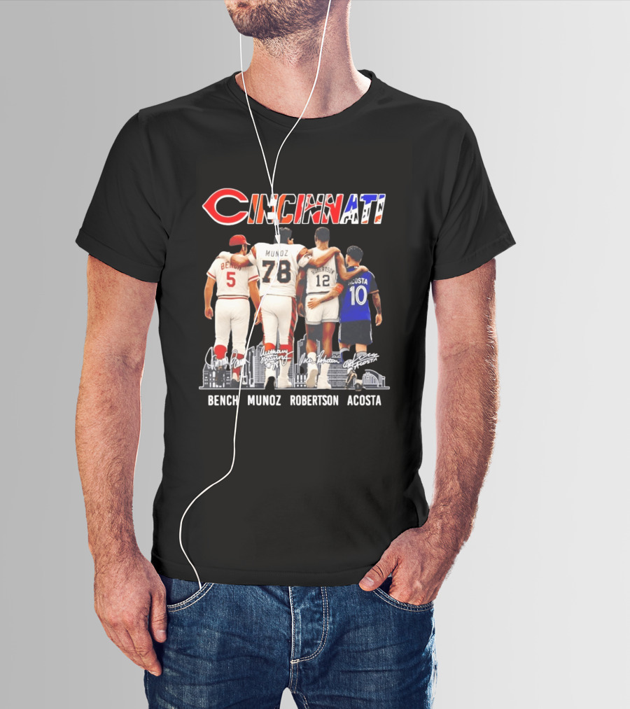 Cincinnati Icons Bench Munoz Robertson Acosta Sports Legends T-Shirt