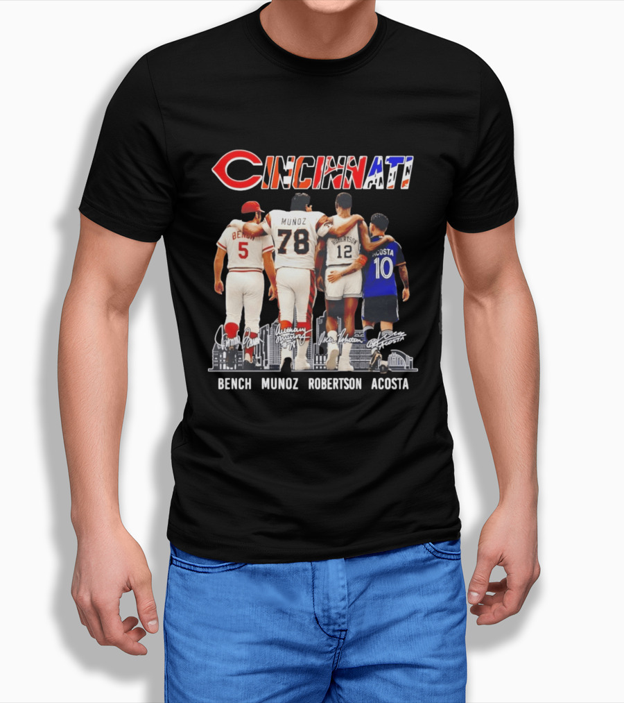 Cincinnati Icons Bench Munoz Robertson Acosta Sports Legends T-Shirt
