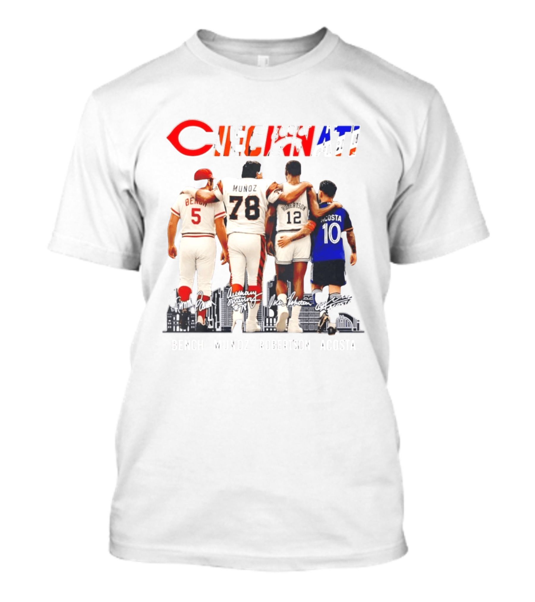 Cincinnati Icons Bench Munoz Robertson Acosta Sports Legends T-Shirt