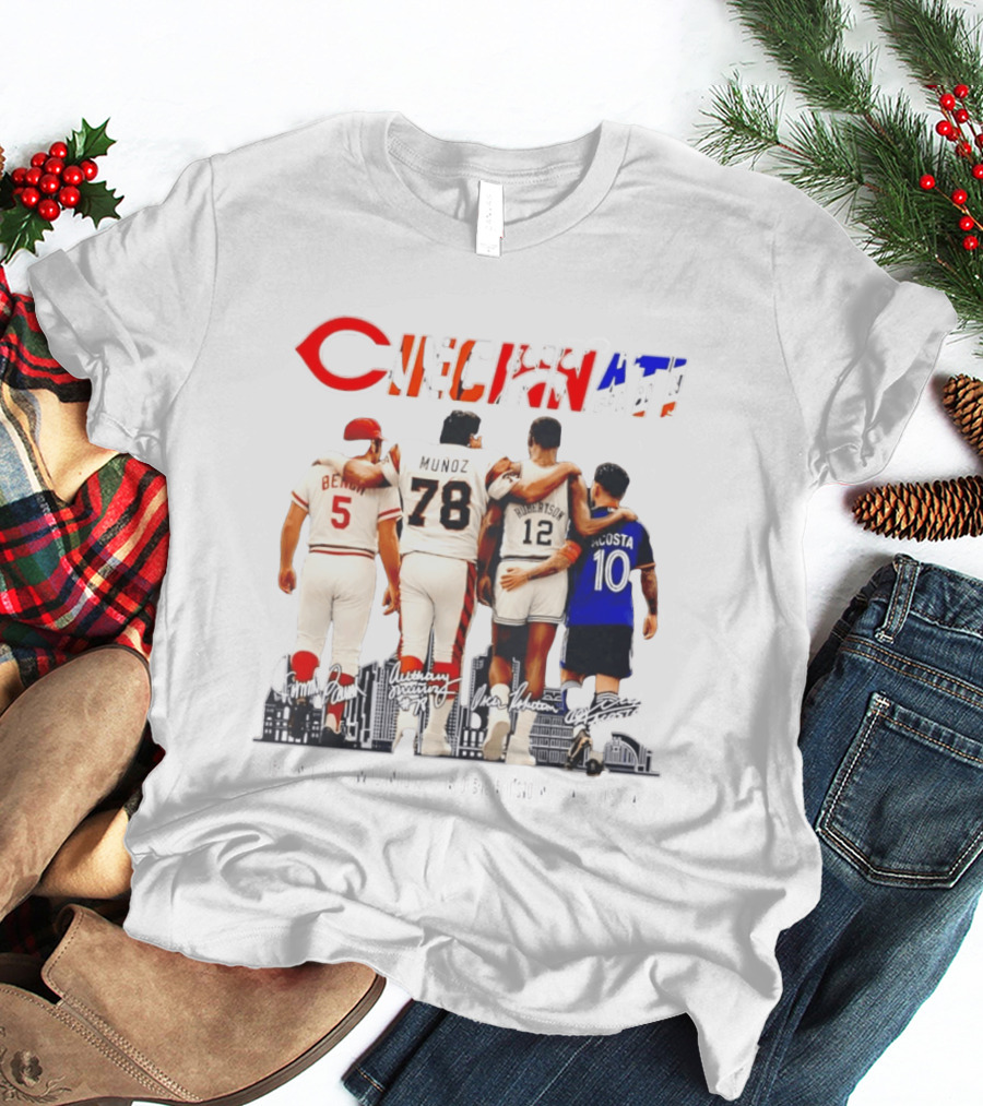 Cincinnati Icons Bench Munoz Robertson Acosta Sports Legends T-Shirt