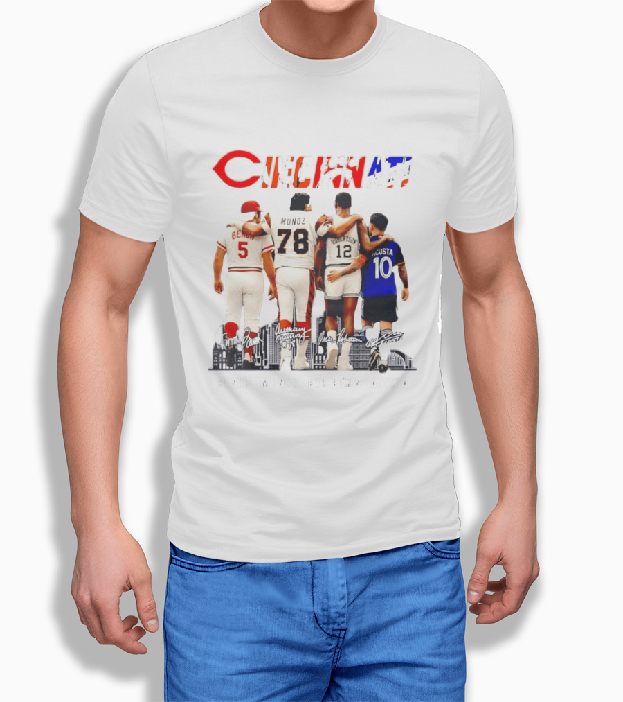 Cincinnati Icons Bench Munoz Robertson Acosta Sports Legends T-Shirt