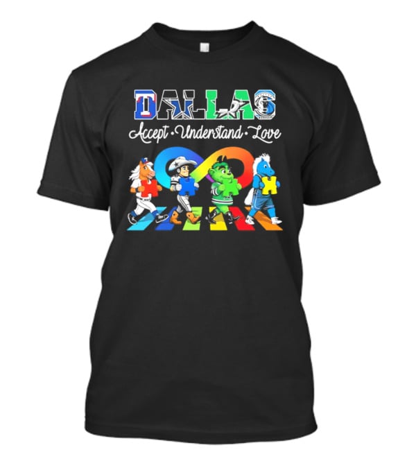 Dallas Accept Understand Love Autism Awareness Mascots Puzzle Pieces T-Shirt
