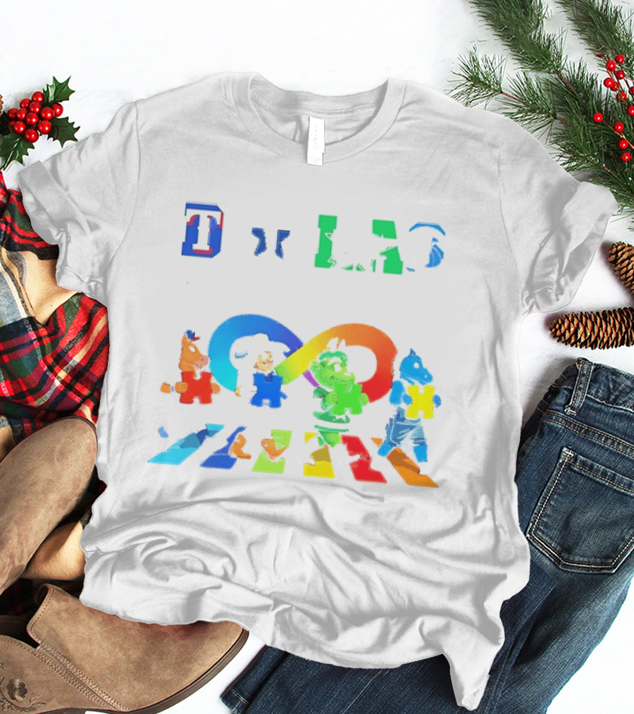 Dallas Accept Understand Love Autism Awareness Mascots Puzzle Pieces T-Shirt