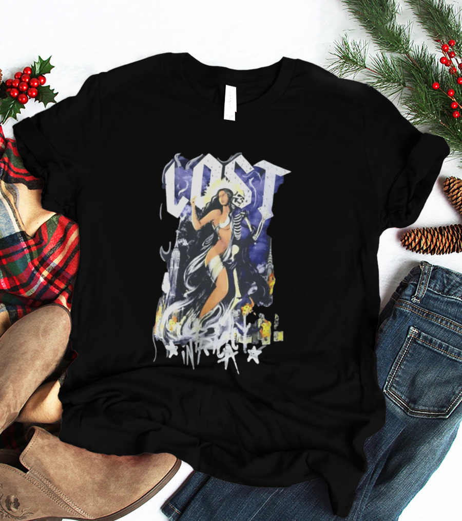Lost Goddess Skeleton Embrace With City Skyline T-Shirt