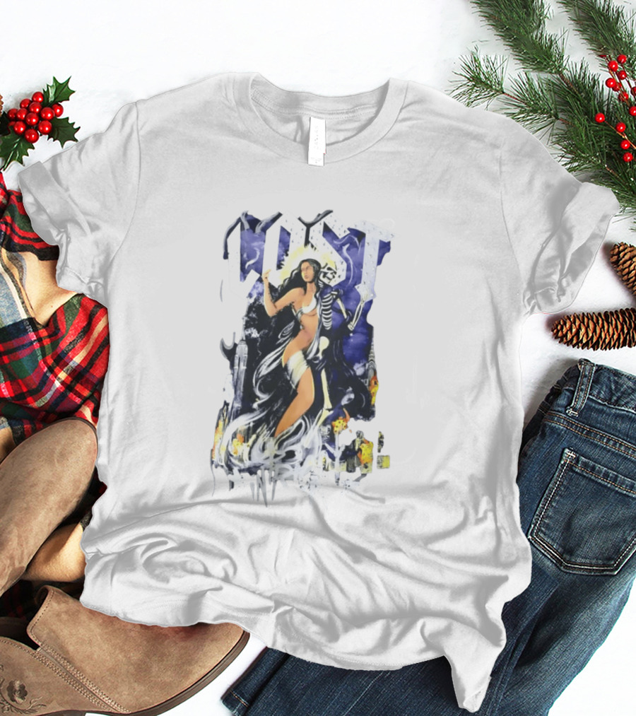 Lost Goddess Skeleton Embrace With City Skyline T-Shirt