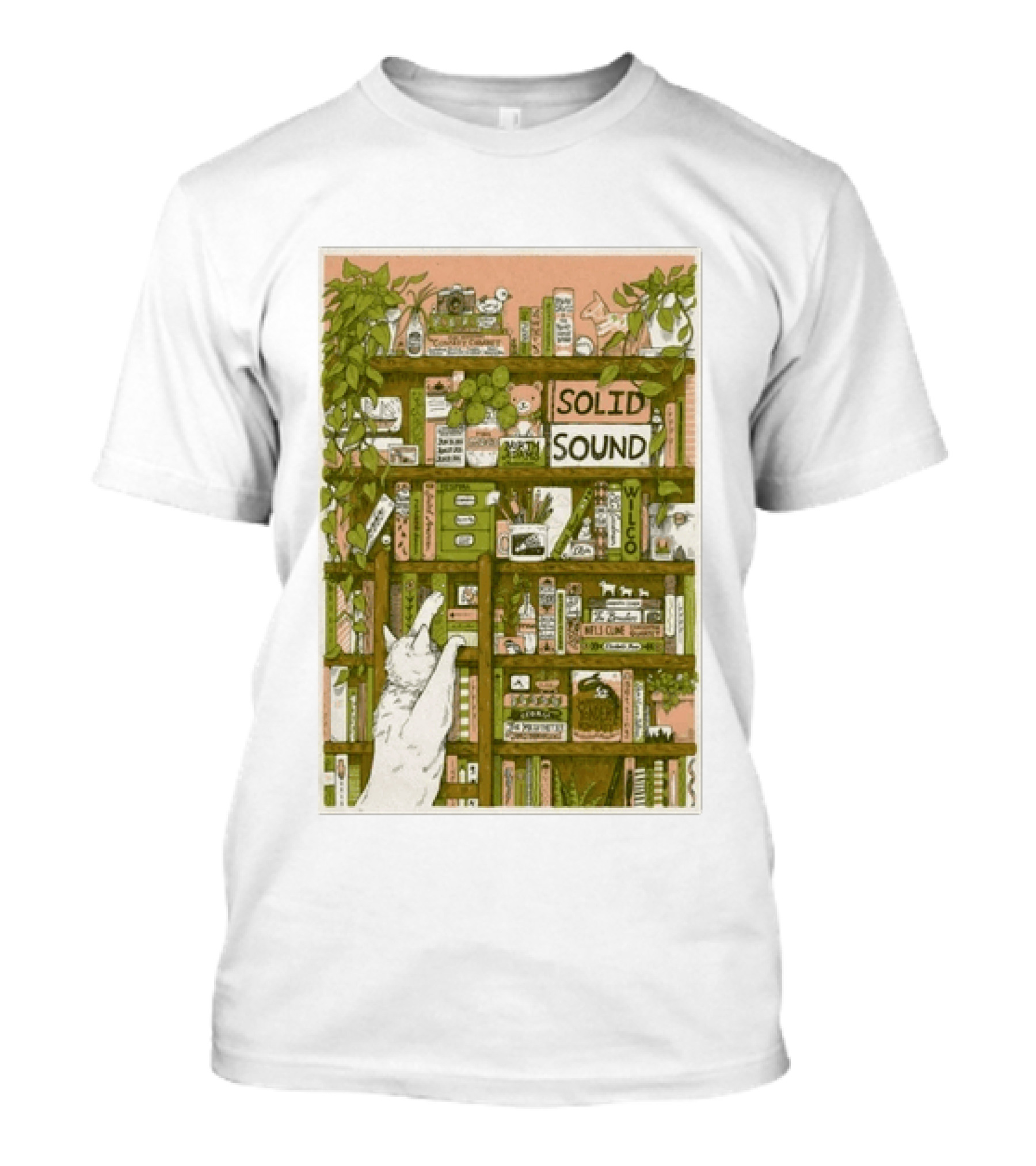 Wilco Solid Sound Festival June 26 28 2026 North Adams MA With Cat And Bookshelves T-Shirt