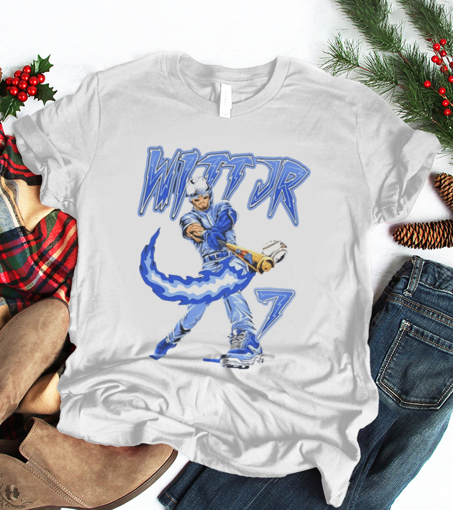 Witt Jr 7 Flaming Bat Baseball Player T-Shirt
