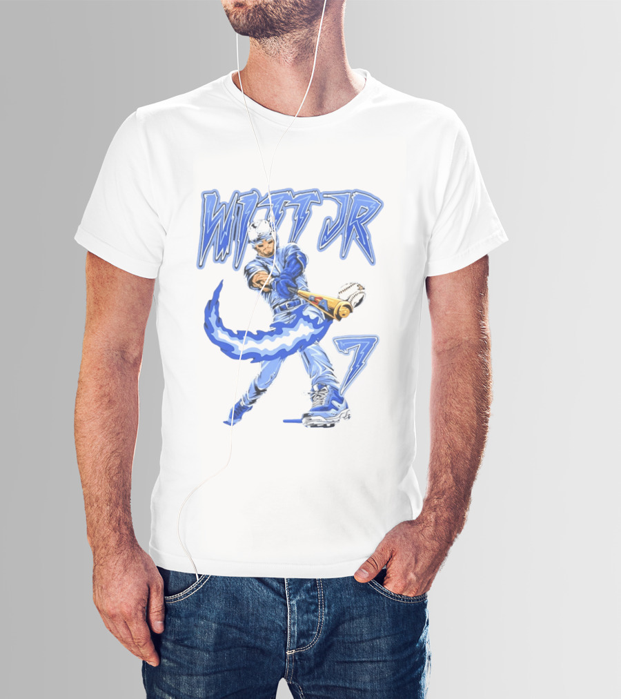 Witt Jr 7 Flaming Bat Baseball Player T-Shirt