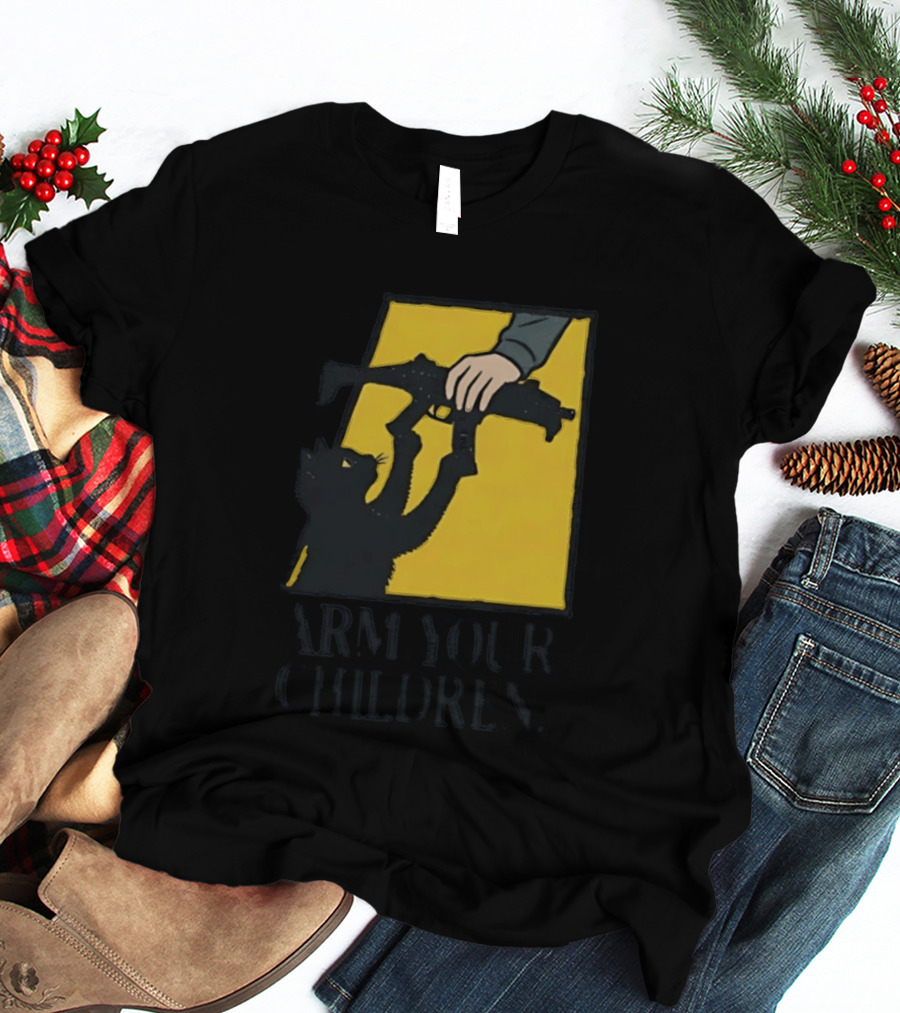 Arm Your Children Black Cat Gun T-Shirt