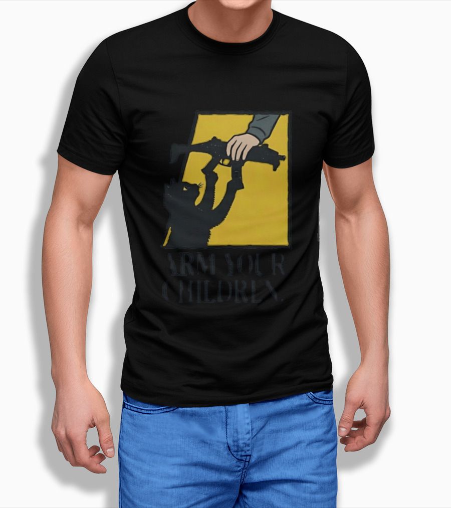 Arm Your Children Black Cat Gun T-Shirt