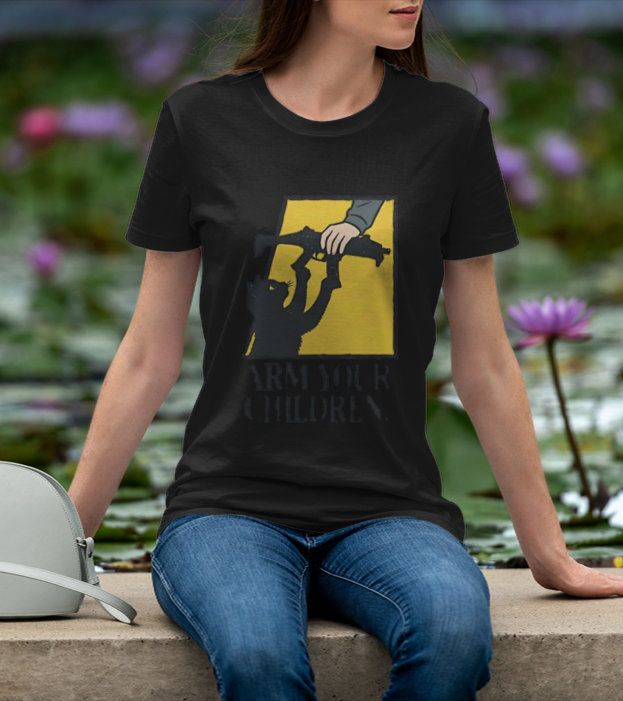 Arm Your Children Black Cat Gun T-Shirt