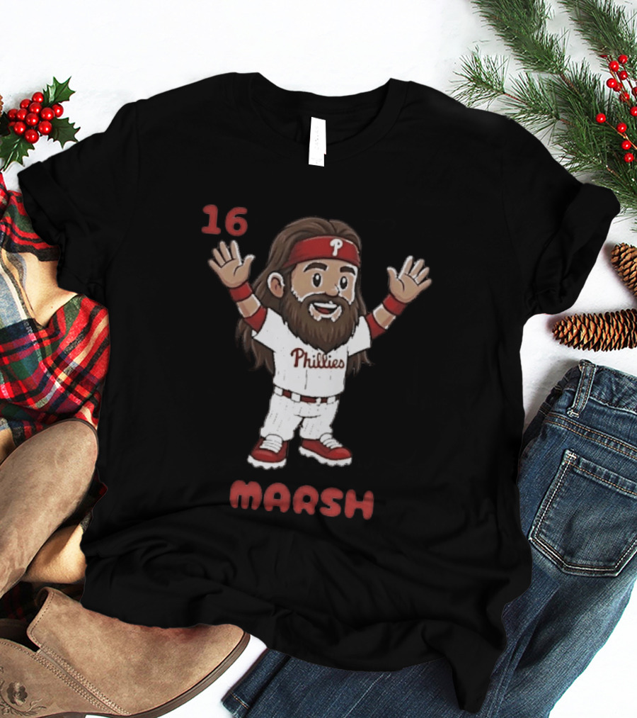 Philadelphia Phillies Brandon Marsh 16 Cartoon MLB 2026 T-Shirt