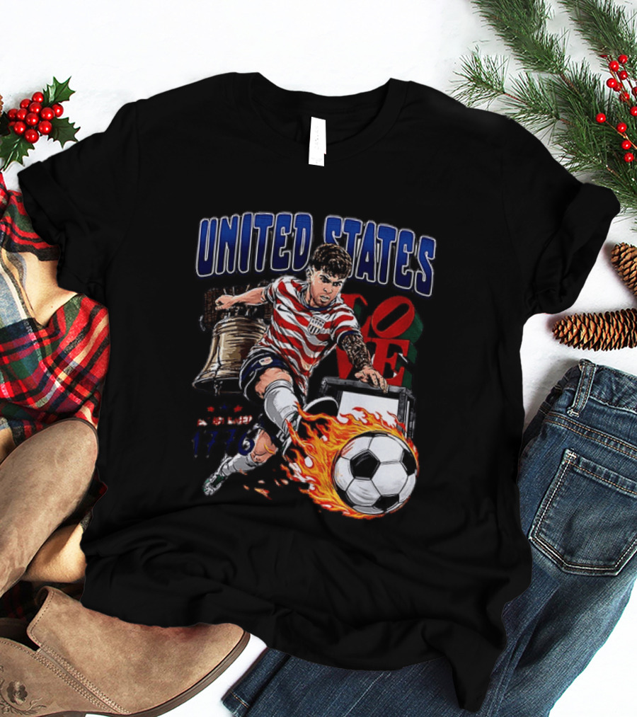 Christian Pulisic United States Soccer Fireball Liberty Bell Established 1776 T-Shirt