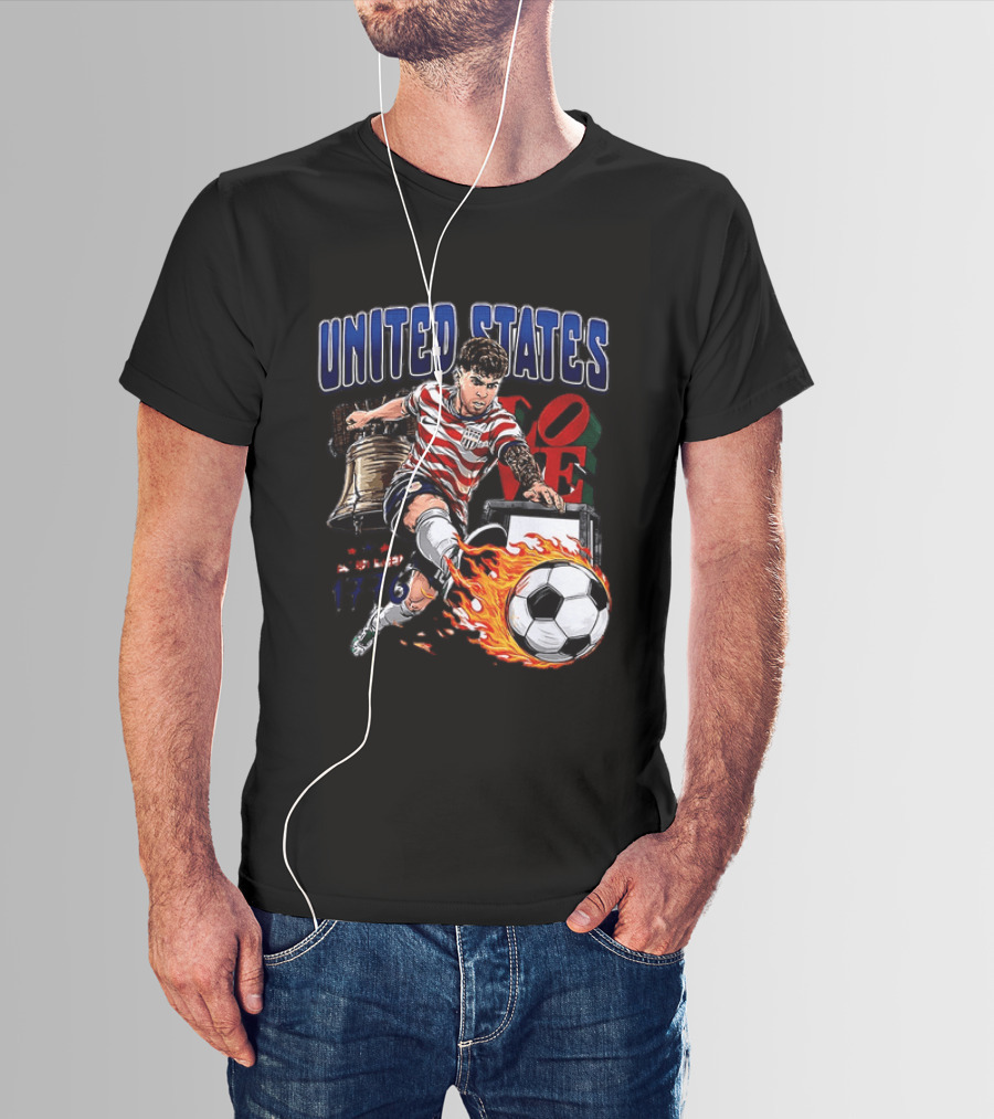 Christian Pulisic United States Soccer Fireball Liberty Bell Established 1776 T-Shirt