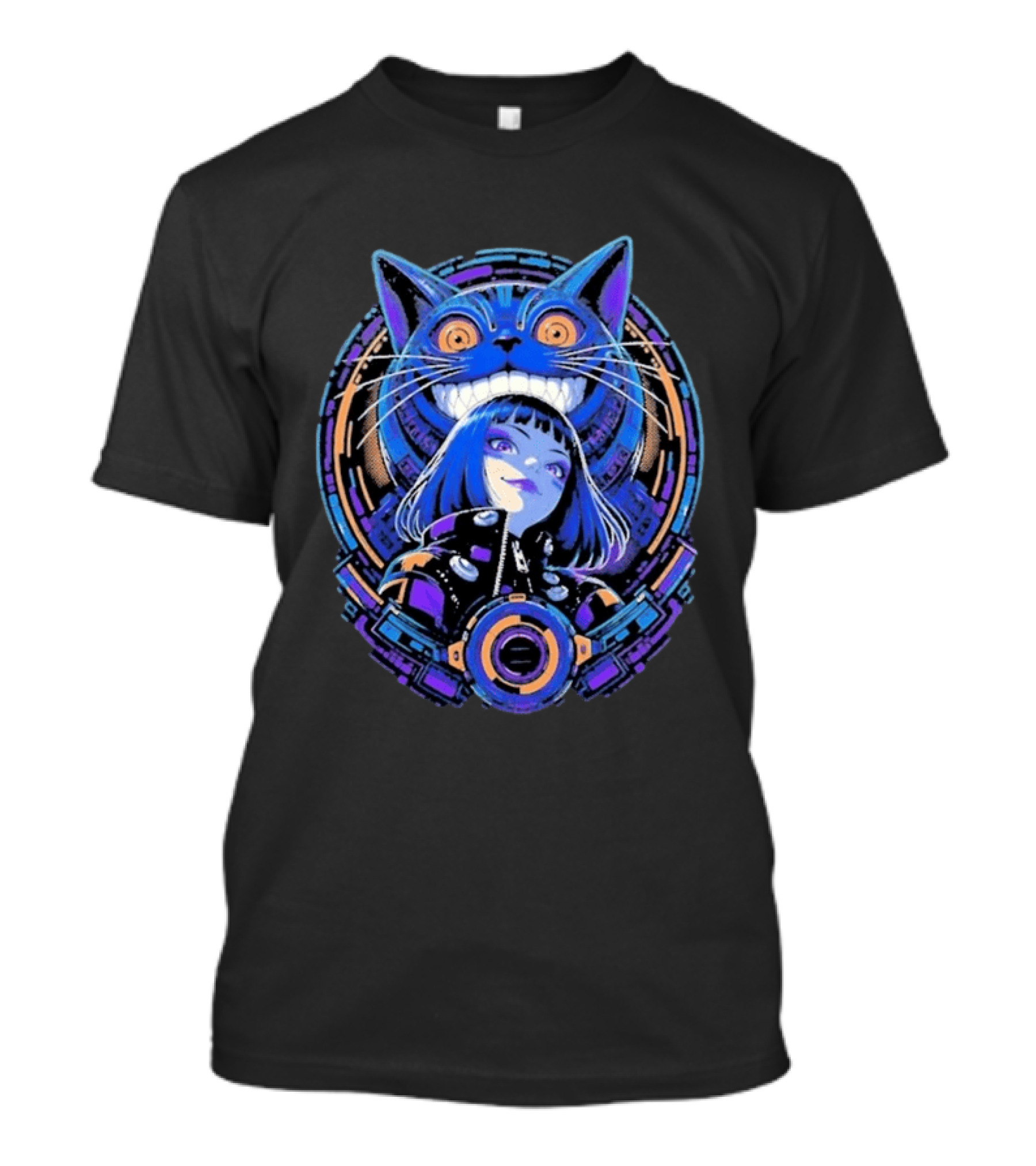 Cyberpunk Cat Girl Futuristic Anime T-Shirt