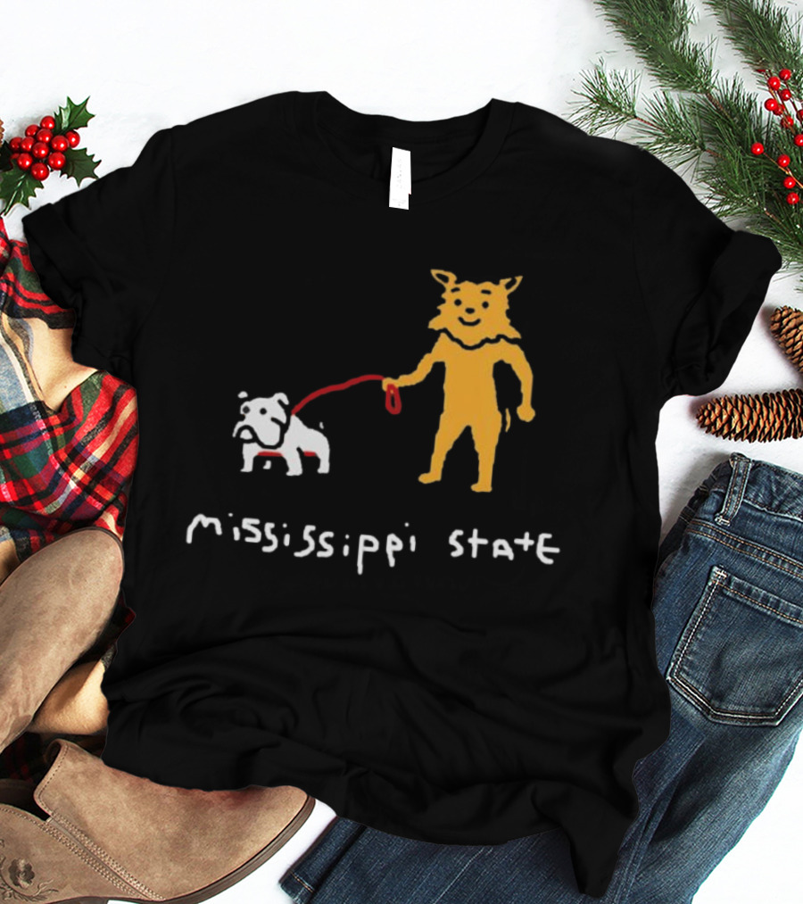 Mississippi State Bulldogs 2026 27 SEC Home Away Schedule Bulldog And Wildcat Drawing T-Shirt