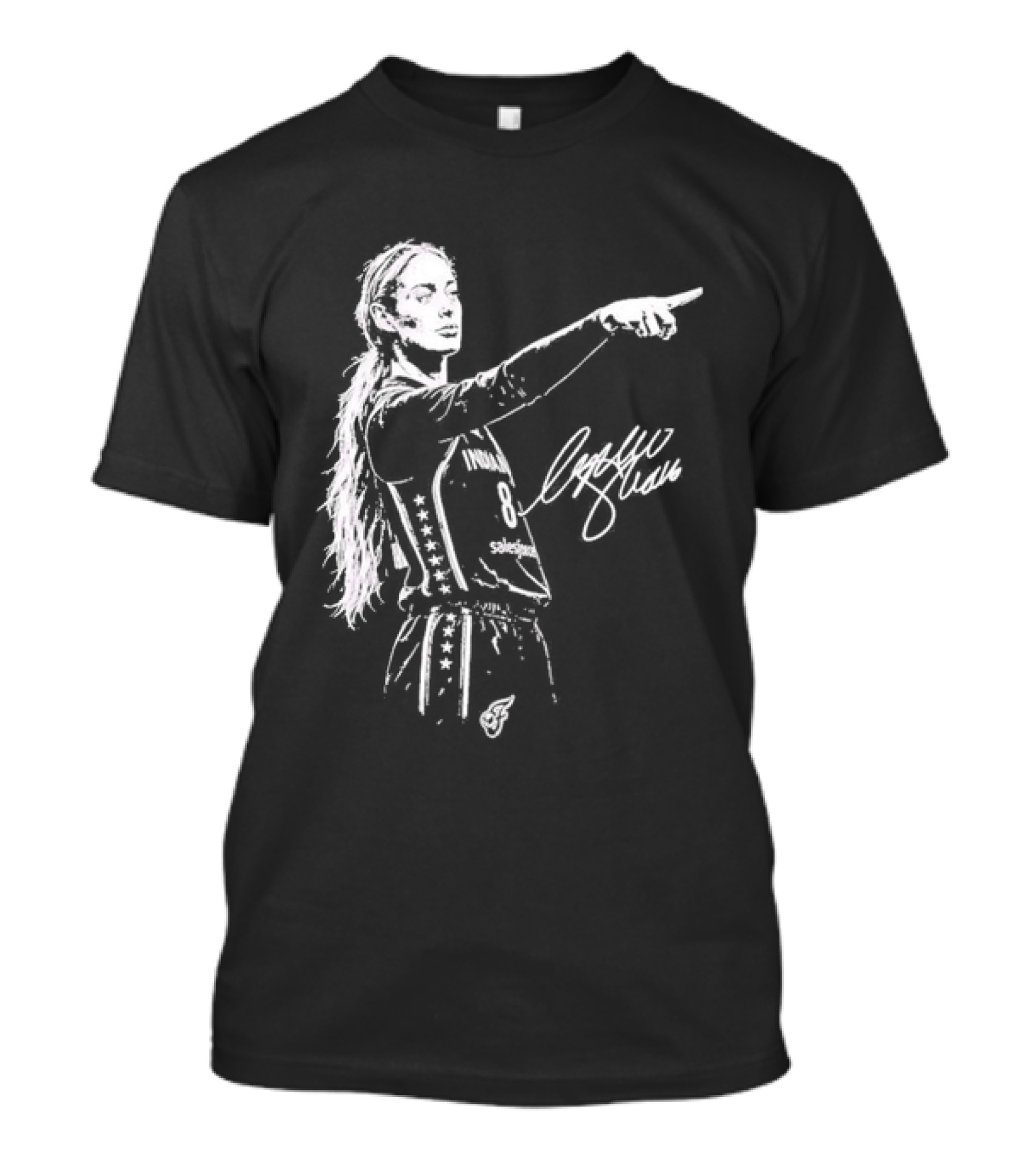 Sophie Cunningham Indiana Fever Pointing Sketch Signature T-Shirt