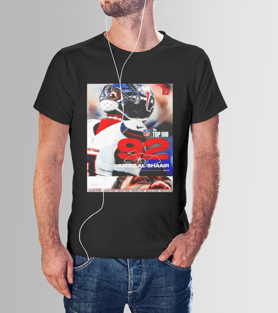 Houston Texans Azeez Al Shaair 92 NFL Top 100 Linebacker T-Shirt