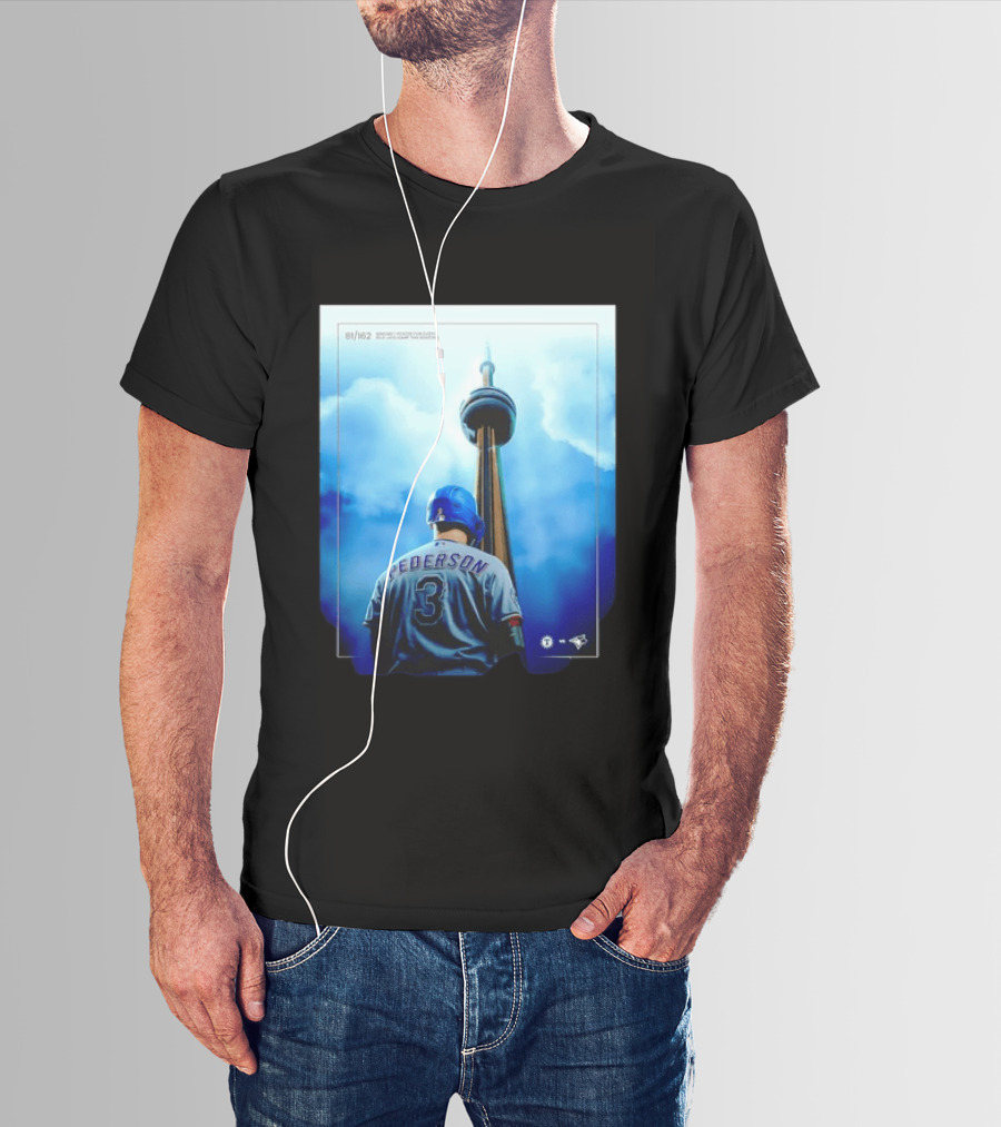Pederson Toronto Blue Jays Vs Texas Rangers Game 1 CN Tower 81/162 T-Shirt
