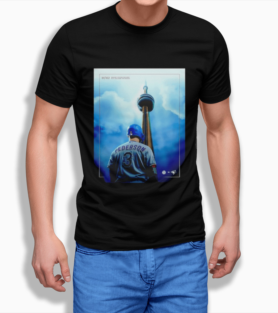 Pederson Toronto Blue Jays Vs Texas Rangers Game 1 CN Tower 81/162 T-Shirt