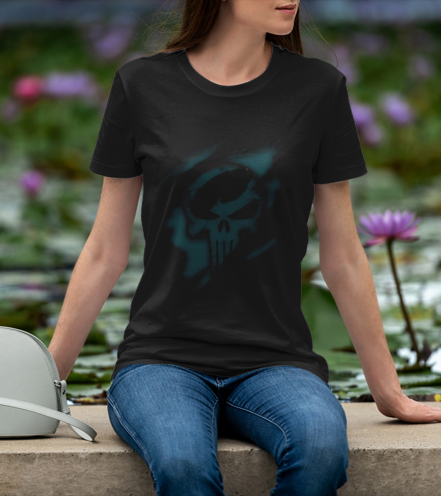 Philadelphia Eagles Punisher Skull Ripped Effect NFL Team Merchandise T-Shirt