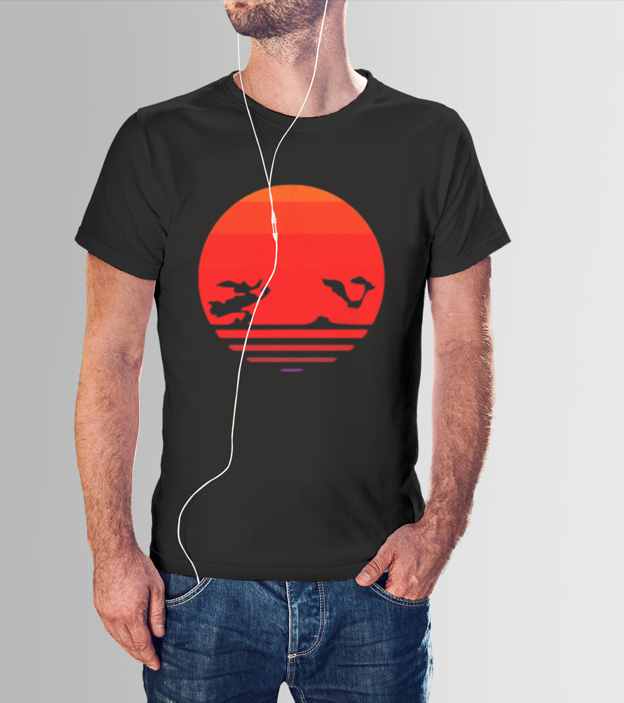 Wile E Coyote And Road Runner Sunset Chase T-Shirt