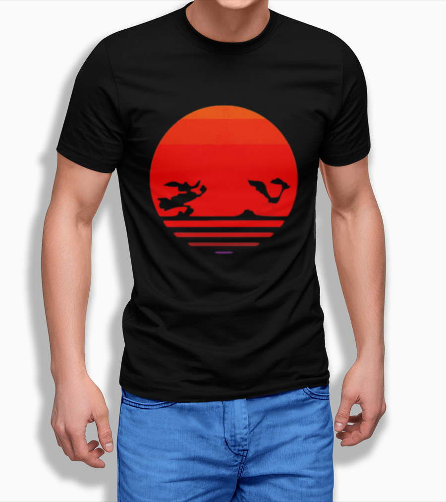 Wile E Coyote And Road Runner Sunset Chase T-Shirt
