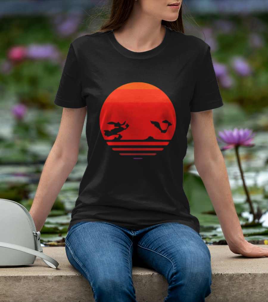 Wile E Coyote And Road Runner Sunset Chase T-Shirt