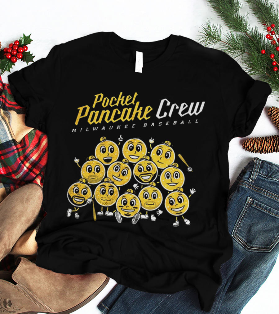 Pocket Pancake Crew Milwaukee Baseball Emoji Characters T-Shirt