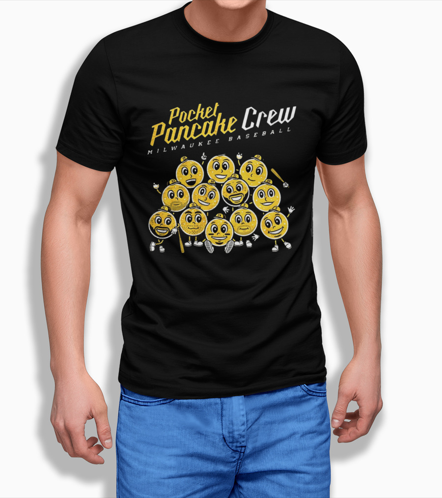 Pocket Pancake Crew Milwaukee Baseball Emoji Characters T-Shirt