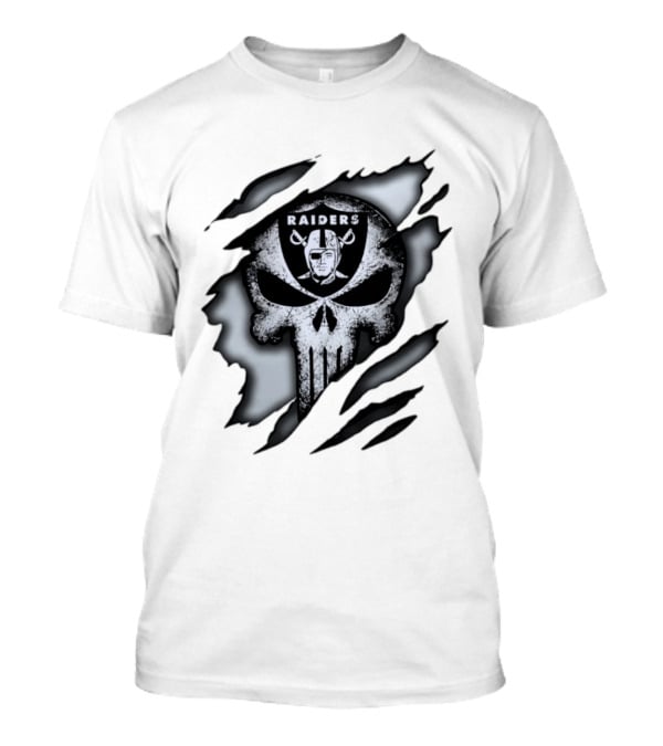 Las Vegas Raiders Punisher Skull NFL Rip Effect T-Shirt