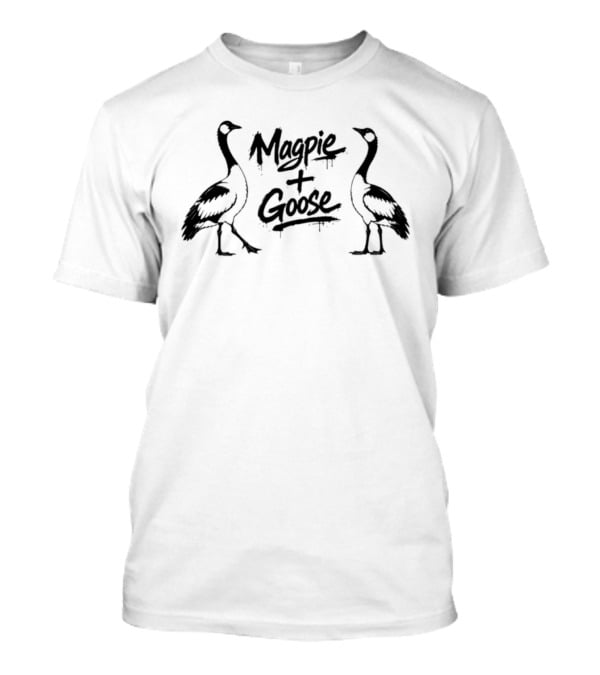 Magpie Plus Goose Birds Silhouette Graphic Print T-Shirt