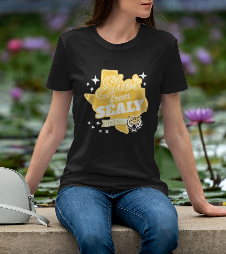 She's From Sealy Texas I Can Tell With Tiger Emblem And Stars T-Shirt