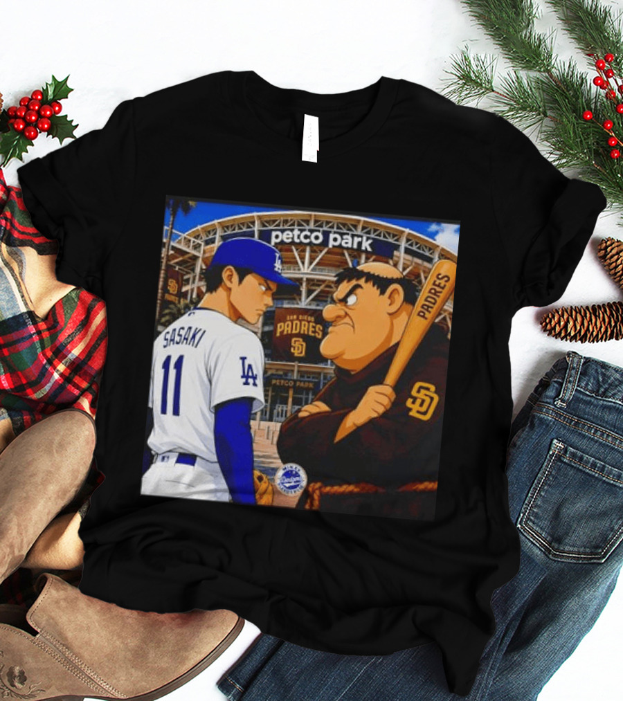 Petco Park Los Angeles Dodgers Sasaki San Diego Padres Anime Style Showdown T-Shirt