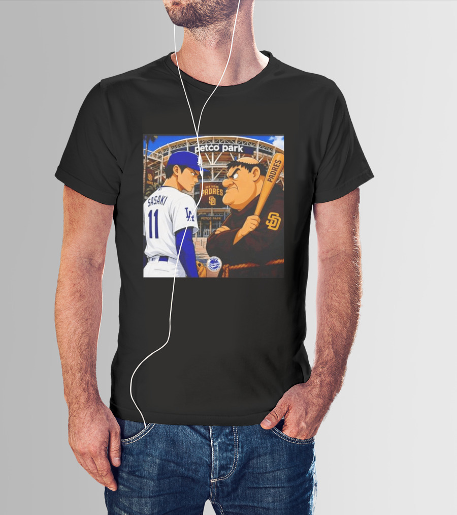 Petco Park Los Angeles Dodgers Sasaki San Diego Padres Anime Style Showdown T-Shirt
