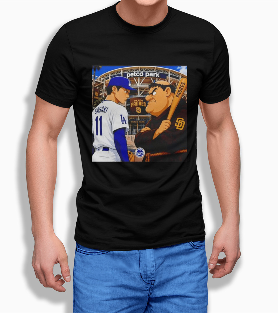 Petco Park Los Angeles Dodgers Sasaki San Diego Padres Anime Style Showdown T-Shirt