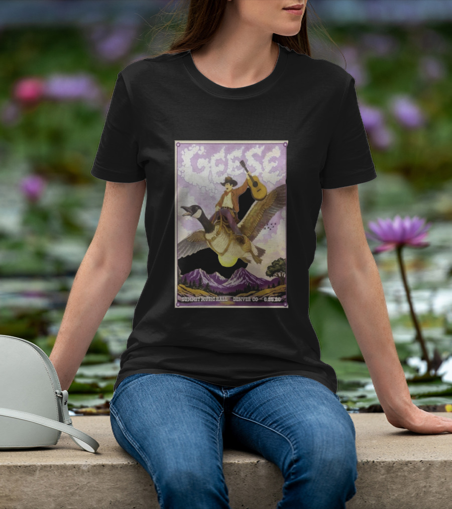 Geese Summit Music Hall Denver CO 6.25.26 Tour Cowboy Riding Goose Guitar T-Shirt