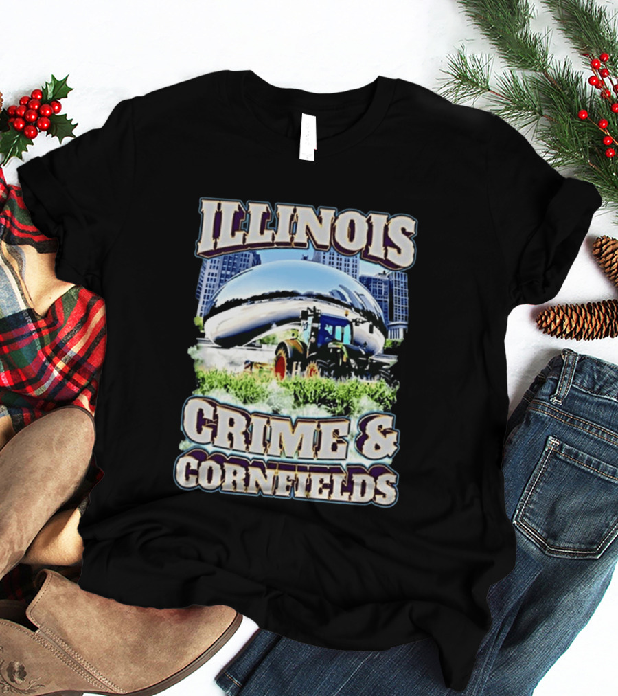 Illinois Crime And Cornfields Chicago Bean Tractor Scene T-Shirt
