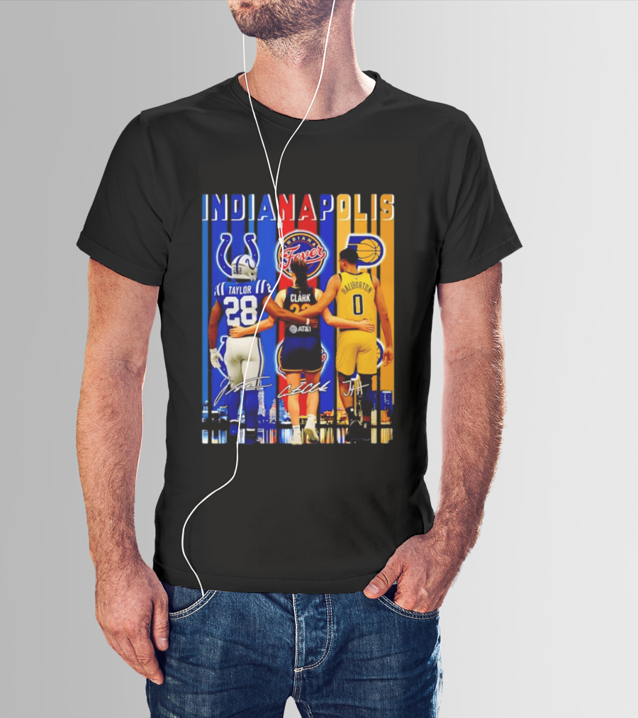 Indianapolis Colts Fever Pacers Jonathan Taylor Caitlin Clark Tyrese Haliburton T-Shirt