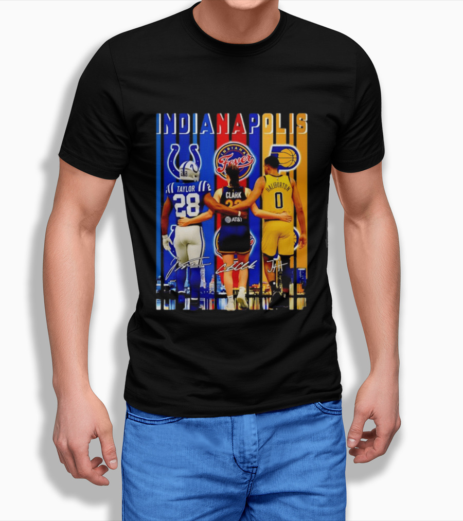 Indianapolis Colts Fever Pacers Jonathan Taylor Caitlin Clark Tyrese Haliburton T-Shirt