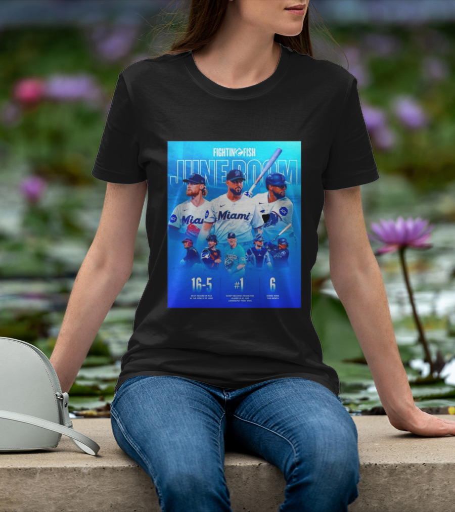 Fighting Fish Miami June Boom Sandy Alcantara Franchise Record T-Shirt