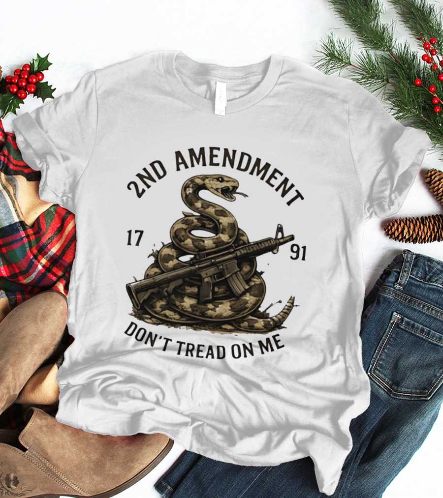 2nd Amendment 1791 Coiled Snake With Rifle Don't Tread On Me T-Shirt