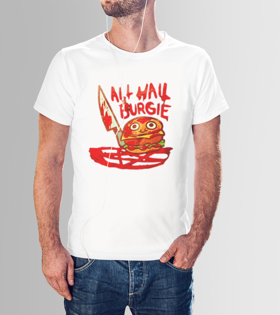 All Hail Burgie Creepy Cute Hamburger Knife Blood Image T-Shirt