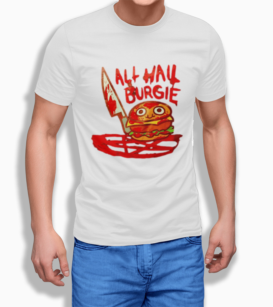 All Hail Burgie Creepy Cute Hamburger Knife Blood Image T-Shirt